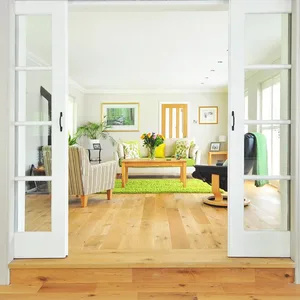 Lối vào căn hộ nhìn ra phòng khách có rèm